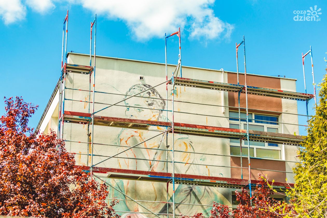 Mural na budynku wydziału transportu (zdjęcia)